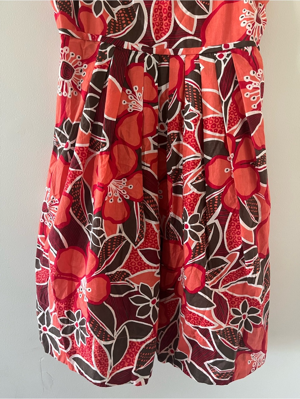 Vintage Y2K Orange Brown Floral Print Mini Sundress 4 Empire Waist Resort Beach - Picture 3 of 7